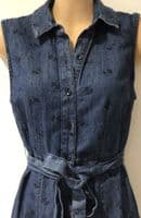 TU DENIM FLORAL SLEEVELESS SUMMER DRESS SIZE 8