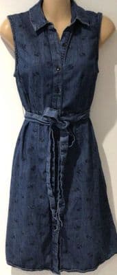 TU DENIM FLORAL SLEEVELESS SUMMER DRESS SIZE 8
