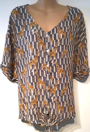 TU GIRAFFE PRINT LOOSE FIT SHIRT TOP SIZE 16