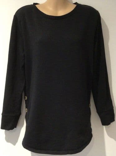 TU MATERNITY BLACK SIDE BUTTON SWEATSHIRT SIZE 12