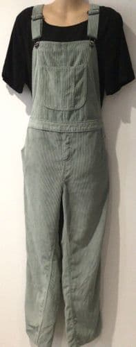 TU SAGE GREEN CORDUROY DUNGAREES SIZE 10
