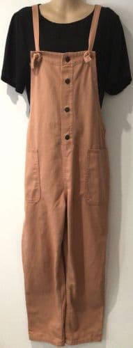 TU SALMON DENIM BUTTON DUNGAREES SIZE 14