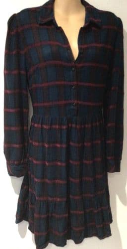 TU TEAL/PINK CHECK BUTTON SHIRT DRESS SIZE 12