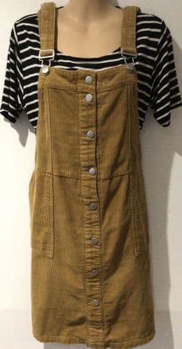 TU TOFFEE CORD PINAFORE DUNGAREE DRESS SIZE 20
