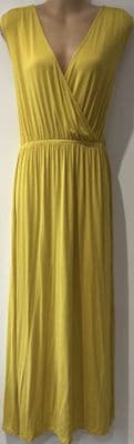 TU YELLOW WRAP JERSEY MAXI DRESS SIZE 14