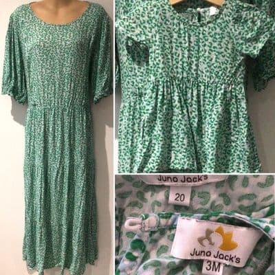 TWINNING SET JUNO JACKS AQUA FRANKIE MIDI NURSING DRESS SIZE 20 & 3 MONTHS