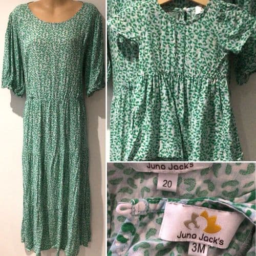 TWINNING SET JUNO JACKS AQUA FRANKIE MIDI NURSING DRESS SIZE 20 & 3 MONTHS