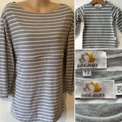 TWINNING SET JUNO JACKS GREY STRIPE ZIP NURSING TOP & MATCHING BABY TOP SIZE 12 & 12M
