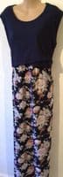TWINNING SET JUNO JACKS NAVY FLORAL MAXI SLEEVELESS NURSING DRESS SIZE 16 + BABY DRESS 18M