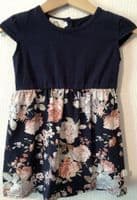TWINNING SET JUNO JACKS NAVY FLORAL MAXI SLEEVELESS NURSING DRESS SIZE 16 + BABY DRESS 18M