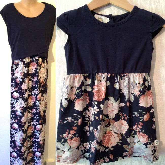 TWINNING SET JUNO JACKS NAVY FLORAL MAXI SLEEVELESS NURSING DRESS SIZE 16 + BABY DRESS 18M