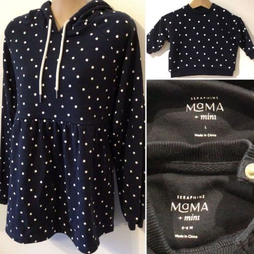 TWINNING SET NAVY SPOTTY ZIP NURSING HOODIE L 16/18 & 0-6 MONTHS