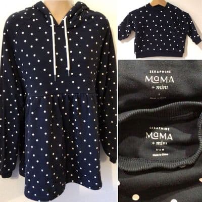 TWINNING SET NAVY SPOTTY ZIP NURSING HOODIE S 10/12 & 0-6 MONTHS