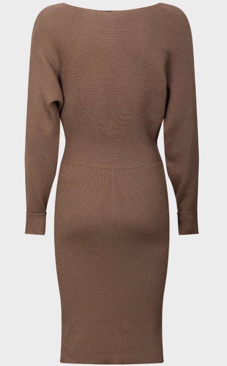 VERO MODA BROWN WRAP KNITTED JUMPER DRESS NEW SIZES 6-16