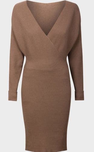 VERO MODA BROWN WRAP KNITTED JUMPER DRESS NEW SIZES 6-16