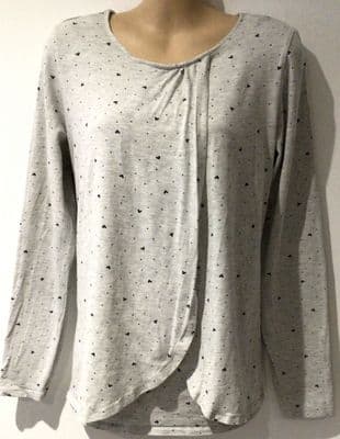 VERTBAUDET MARL GREY HEART WRAP NURSING TOP SIZE 14/16