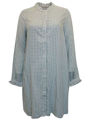 VERTBAUDET MATERNITY/NURSING GREEN GINGHAM CHECK BUTTON DOWN FRILL TUNIC DRESS NEW SIZES 8-14