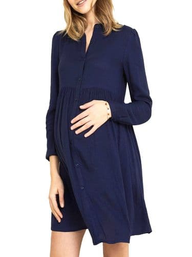 VERTBAUDET MATERNITY/NURSING NAVY LONG SLEEVED SMOCK TUNIC DRESS NEW SIZES 6-20