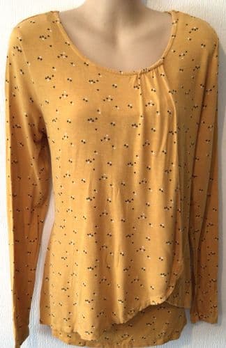 VERTBAUDET MUSTARD WRAP NURSING TOP SIZE 10/12