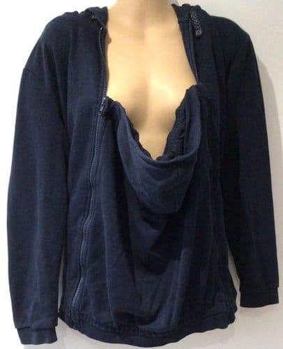 VERTBAUDET NAVY BABY WEARING ZIP HOODIE JACKET SIZE 10-12