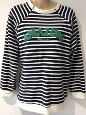 VERTBAUDET NAVY STRIPE AMAZING NURSING SWEATER SIZE 20-22