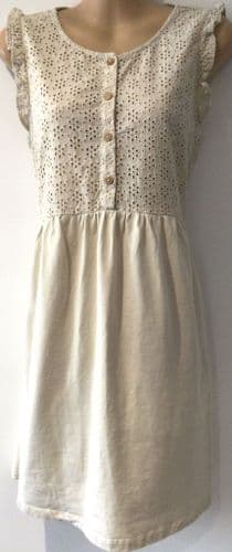 VERTBAUDET OAT BRODERIE MATERNITY/NURSING SUN DRESS SIZE 12