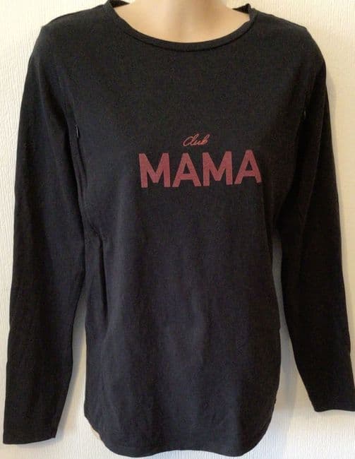 VERTBAUDET ORGANIC CHARCOAL SIDE ZIP NURSING TSHIRT TOP SIZE 6-8