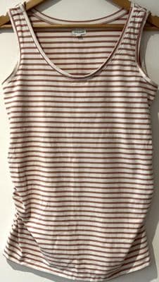 VERTBAUDET TERRACOTTA STRIPE MATERNITY/NURSING VEST TOP SIZE 10/12
