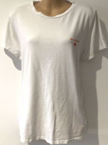 VERTBAUDET WHITE MON BONHEUR ZIP NURSING T-SHIRT TOP SIZE 18