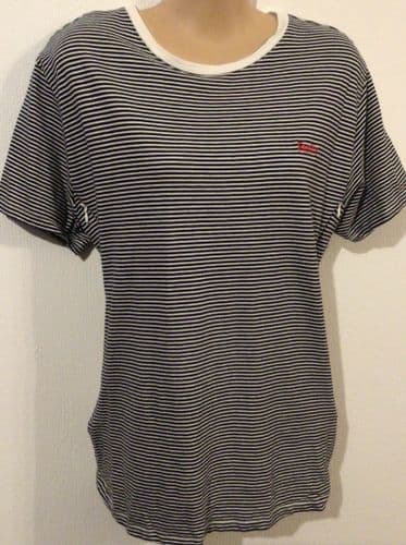 VERTBAUDET WHITE/NAVY SIDE ZIP NURSING TSHIRT TOP SIZE 16/18