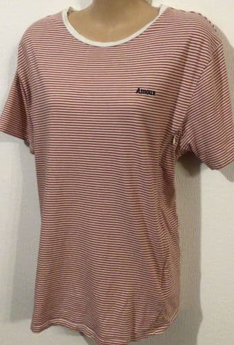VERTBAUDET WHITE/TERRACOTTA SIDE ZIP NURSING T-SHIRT TOP SIZE 10/12