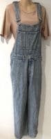 VINTAGE DENIM ACID WASH STRAIGHT LEG DUNGAREES SIZE 10-14