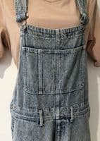 VINTAGE DENIM ACID WASH STRAIGHT LEG DUNGAREES SIZE 10-14