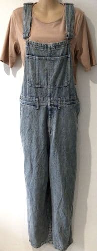 VINTAGE DENIM ACID WASH STRAIGHT LEG DUNGAREES SIZE 10-14