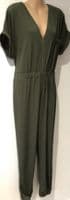 WALLIS KHAKI ZIP FRONT JUMPSUIT WITH POCKETS SIZE 14