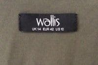 WALLIS KHAKI ZIP FRONT JUMPSUIT WITH POCKETS SIZE 14
