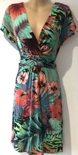 WALLIS TROPICAL SUMMER WRAP DRESS SIZE 14