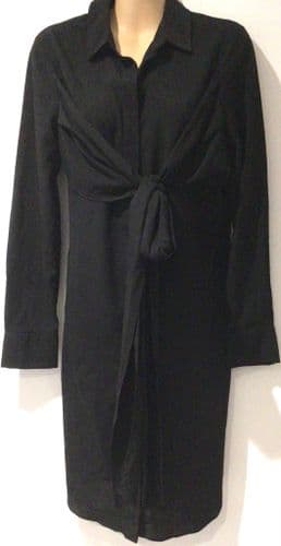 WAREHOUSE BLACK TIE FRONT SHIRT DRESS SIZE 12