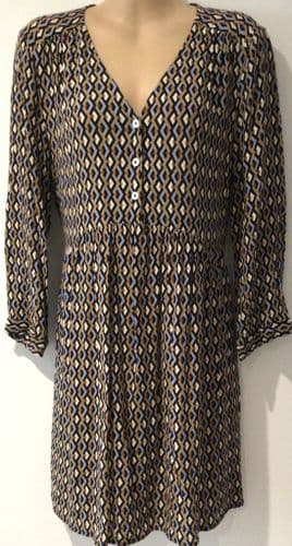 WAREHOUSE GEOMETRIC PRINT BUTTON TUNIC DRESS SIZE 12