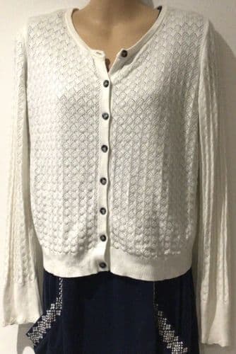 WAREHOUSE IVORY POINTELLE CARDIGAN SIZE M 12