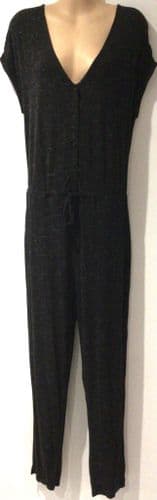 WHITE STUFF BLACK MARL BUTTON ONESIE JUMPSUIT SIZE 14