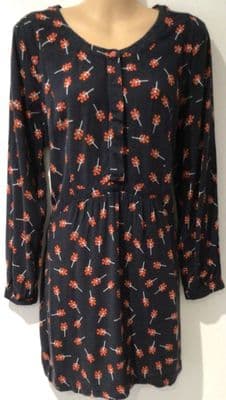 WHITE STUFF CHARCOAL BERRY PRINT TUNIC TOP SIZE 12