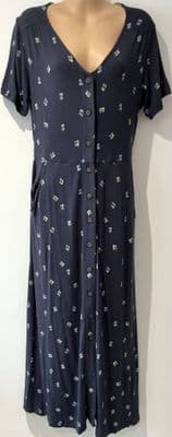 WHITE STUFF DARK PURPLE JERSEY BUTTON MIDAXI DRESS SIZE 10