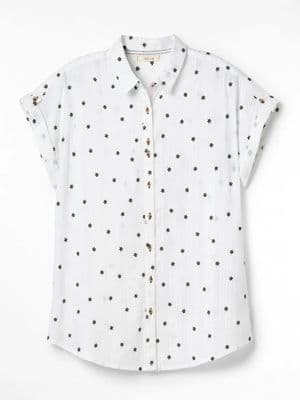 WHITE STUFF EMI COTTON EMBROIDERED STAR BUTTON BLOUSE TOP NEW SIZES 8 & 18