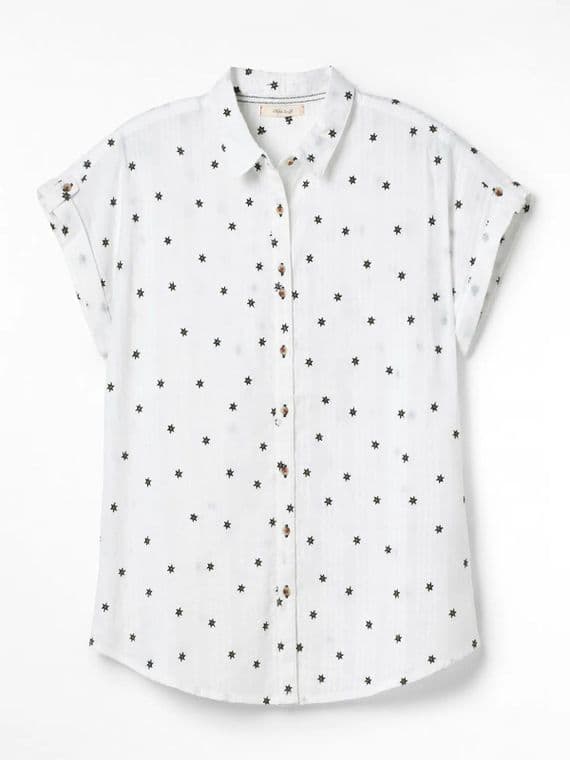 WHITE STUFF EMI COTTON EMBROIDERED STAR BUTTON BLOUSE TOP NEW SIZES 8 & 18