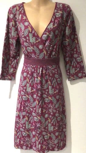 WHITE STUFF FOXGLOVE PINK JERSEY WRAP DRESS SIZE 12