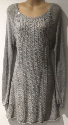 WHITE STUFF GREY CABLE KNIT JUMPER DRESS SIZE 12