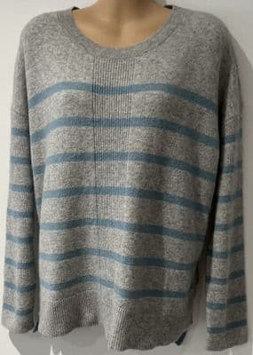 WHITE STUFF GREY STRIPE SIDE BUTTON JUMPER SIZE 12