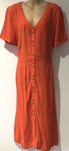 WHITE STUFF ORANGE BUTTON MIDAXI SHIRT DRESS WITH POCKETS SIZE 12