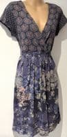 WHITE STUFF PURPLE JERSEY WRAP DRESS SIZE 14